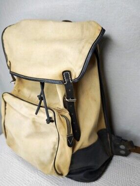 Antique canvas and leather rucksack